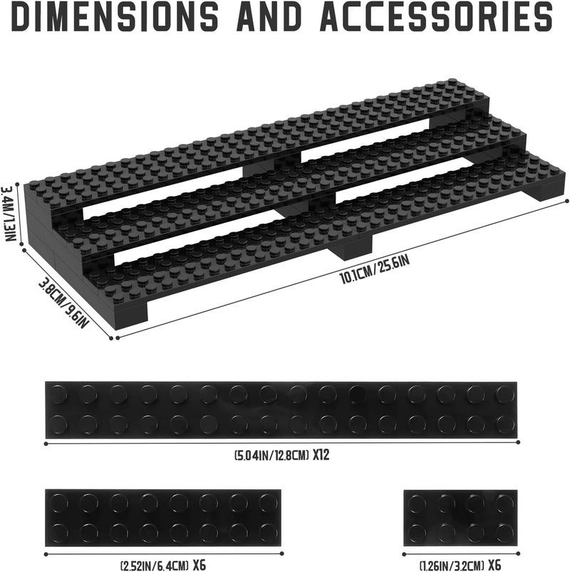 popbricks Store 2 Pack Brick Minifigure Display Stand - 3-Tier Display Case for Lego Mini Figures - Holds 66 Figures - Black Stylish Organizer for Collectors | Great Gift for Minifigure Lovers - Image 3